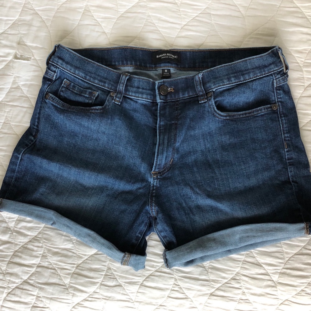 banana republic dark wash denim short